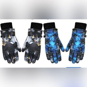 Marble Print  Kids Winter Gloves Lot of 2